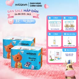Thumbnail COMBO 2 Tã/Bỉm Quần Nabizam UltraThin Nội Địa Hàn Cao Cấp Mỏng Vượt Trội, Thấm Hút Size M/6-11kg/32 Miếng/Bịch 1