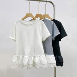 Thumbnail Áo Thun Babytee Bigsize Phối Ren Gấu,  Áo BabyTee Cổ Tròn Form Vừa Chất Vải Tăm QC Mùa Hè Thoáng Mát A281 2