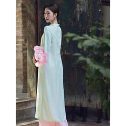 Thumbnail JOVEN Áo Dài Nữ Minh Khuê Cổ Trụ Họa Tiết Hoa Chìm Trên Bề Mặt Thanh Lịch (KHÔNG KÈM QUẦN) 1