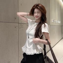 Thumbnail Áo Thun Babytee Bigsize Phối Ren Gấu,  Áo BabyTee Cổ Tròn Form Vừa Chất Vải Tăm QC Mùa Hè Thoáng Mát A281 1