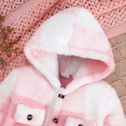 Thumbnail 0-2 Tuổi Bé Gái Hồng Trắng Cờ Rô Nối Dài Tay Ấm Nút Bỏ Túi Bộ Quần Áo Thu Đông 4