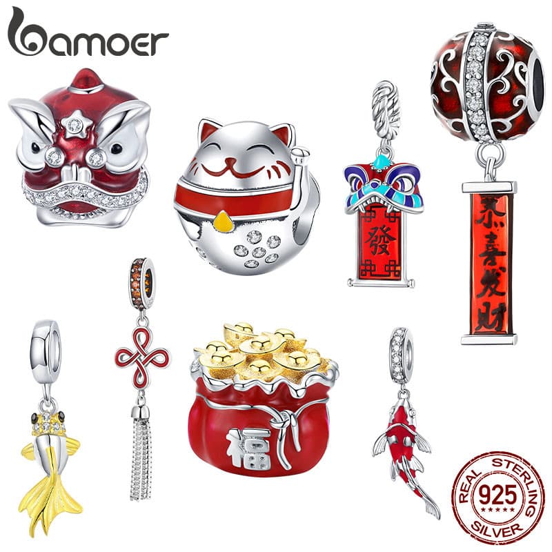 Ảnh Bamoer Bạc 925 Quyến Rũ Trung Quốc Hạt Năm Mới Quà Tặng Cho Vòng Tay DIY Vòng Cổ 1