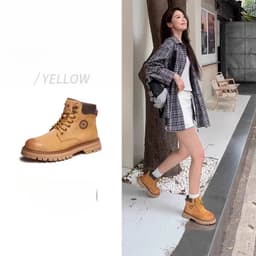 Thumbnail CAMEL CROWN Martin Boots Nam Thu Đông Plus Nhung Giày bốt màu vàng Giày đi làm ngoài trời 2