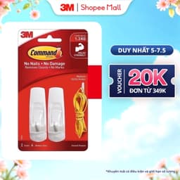 Thumbnail Móc dán tường chịu lực 1.3kg 3M™ Command™, 17001, độ bền cao, bám cực chắc, chịu lực 1.3kg, vỉ 2 cái 1