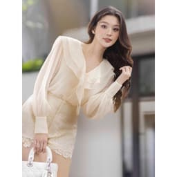 Thumbnail JOVEN Áo Sơ Mi Sera Cổ Bèo 2 Lớp Tay Dài Bồng Nhẹ 3