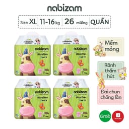 Thumbnail COMBO 4 Tã/Bỉm Quần NABIZAM UltraThin Công Nghệ Thấm Hút Từ Hàn Quốc, Mỏng Nhẹ Và Chống Tràn Size XL /từ 12kg/26 miếng 2