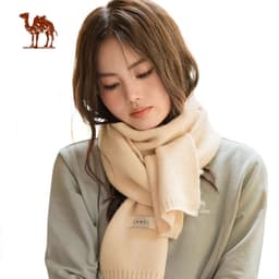 Thumbnail Camel CROWN Khăn Nam Nữ Phong Cách Nhật Bản Cổ Ấm Dệt Kim Màu Trơn Khăn Dày 1