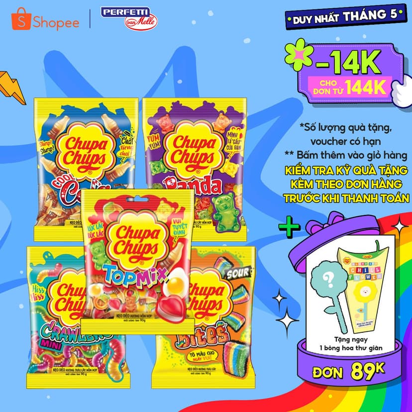 Ảnh COMBO Kẹo dẻo Chupa Chups hương trái cây hỗn hợp, hương cola mang đến vị ngọt, vị chua và đa dạng hình dáng 1