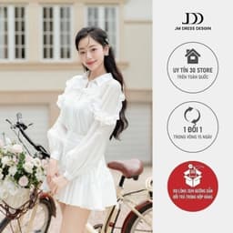 Thumbnail Áo sơ mi cuộn bèo cách điệu 2S17.2406OG, áo sơ mi tơ mềm mại phối bèo phong cách quý cô thanh lịch thiết kế bởi JM 1
