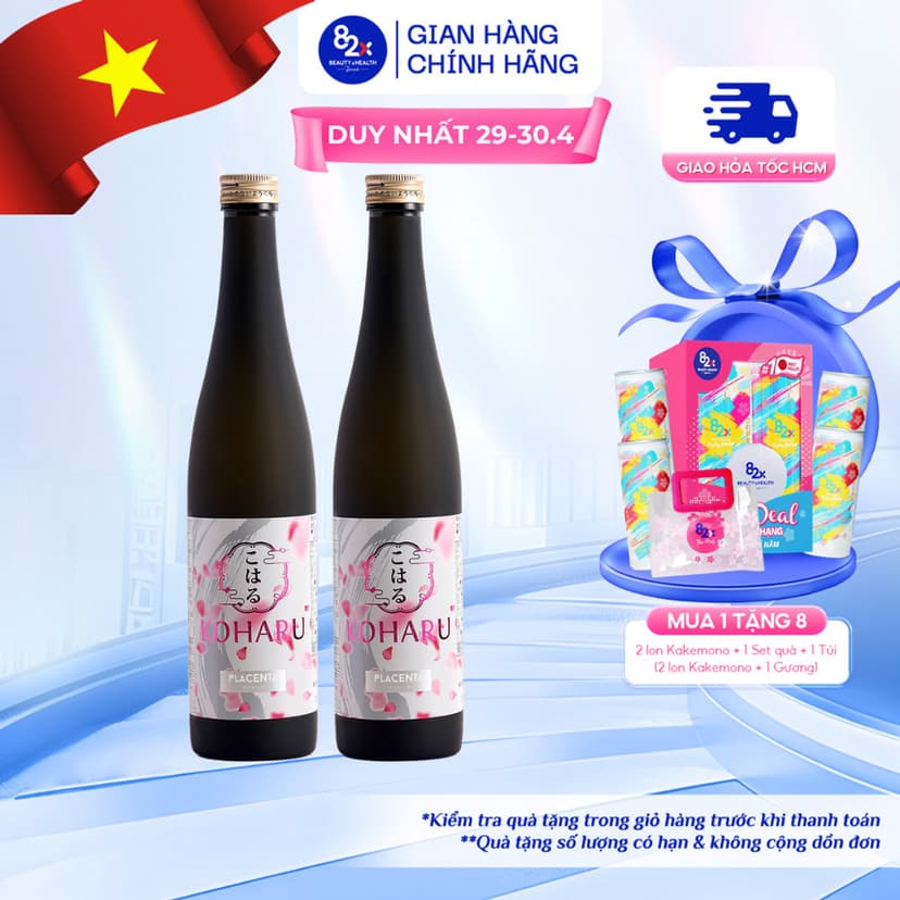 Ảnh Combo 2 Chai Nước Uống Đẹp Da 82X Koharu Placenta Chứa 315.000mg Placenta Giúp Da Trắng Hồng, Ngừa Sạm Nám 500ml/Chai 1
