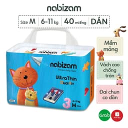 Thumbnail Tã/Bỉm Dán NABIZAM UltraThin Nội Địa Hàn Cao Cấp, Mỏng và Thấm Hút Tối Ưu Size M Cho Bé 6-11kg, 40 Miếng/Bịch 2