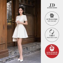 Thumbnail Đầm cổ tròn chân bổ đổ 1S33.2504K, váy dáng a xòe bồng tôn dáng thanh lịch công nữ tính hiện đại trẻ trung thiết kế JM 1