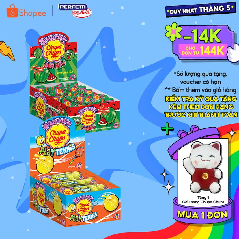 Ảnh Hộp Kẹo cao su gum thổi có nhân bên trong Chupa Chups Big Babol hình dáng Dưa Hấu, Trái banh Tennis hương Dứa 1