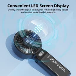 Thumbnail Quạt tốc độ cao GOOJODOQ 100 bánh răng gió siêu mạnh im lặng 180° Quạt cầm tay có thể gập lại Màn hình LED quạt cầm tay turbo 4