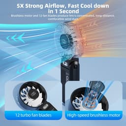 Thumbnail Quạt tốc độ cao GOOJODOQ 100 bánh răng gió siêu mạnh im lặng 180° Quạt cầm tay có thể gập lại Màn hình LED quạt cầm tay turbo 2