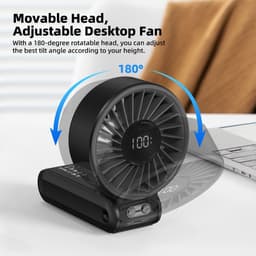 Thumbnail Quạt tốc độ cao GOOJODOQ 100 bánh răng gió siêu mạnh im lặng 180° Quạt cầm tay có thể gập lại Màn hình LED quạt cầm tay turbo 3