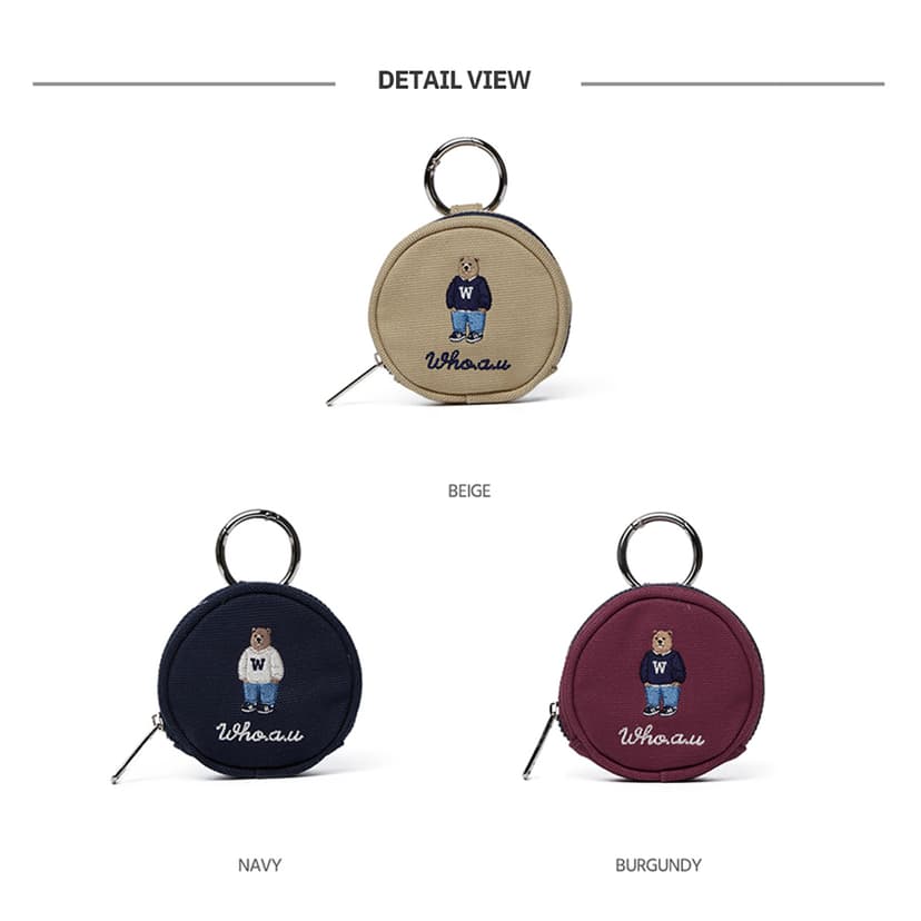 Ảnh Móc khóa WHO.A.U WHAWD3831A túi mini dây kéo Steve Round Pouch 100% Cotton 3