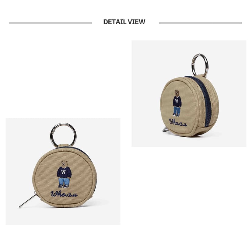 Ảnh Móc khóa WHO.A.U WHAWD3831A túi mini dây kéo Steve Round Pouch 100% Cotton 1
