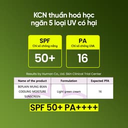 Thumbnail Kem chống nắng BEPLAIN dòng Đậu Xanh thuần hoá học, chống UVA UVB và Ánh Sáng Xanh Dưỡng Ẩm & Dịu Da SPF 50+ PA++++ 50ml Mung Bean Cooling Moisture Sunscreen 4