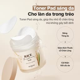 Thumbnail Hộp 60 miếng bông gạo dưỡng trắng/ Nâng tông da/ Giảm Kích Thước Lỗ Chân Lông/ Rice Brightening Toner Pad 2