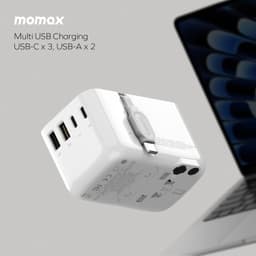 Thumbnail Củ sạc du lịch Momax 1-World+ Flow 35W 4-Port w/ Built-in USB-C Cable + AC Travel Adaptor (White) 1