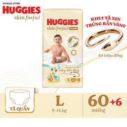 Thumbnail Tã quần Huggies Skin Perfect Super Jumbo M70+6/ L60+6/ XL52+6/ XXL48+6 với 2 vùng thấm giảm kích ứng da 1