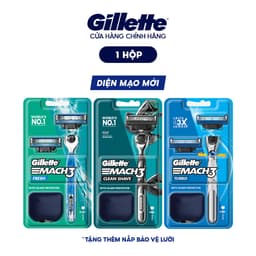 Thumbnail Dao Cạo Râu GILLETTE Mach3 Clean Shave /Mach 3+/ Mach3 Turbo - Hộp 1 Cán 2 Lưỡi/1 Lưỡi 2