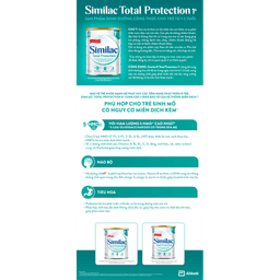 Thumbnail Sản phẩm dinhdưỡng côngthức chotrẻ từ1-2tuổi:Similac®Total Protection 1+850g(Phùhợpchotrẻ sinh mổ có nguycơ miễndịchkém) 4