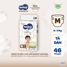 Thumbnail Tã dán Moony Natural siêu cao cấp NB62+4/S58+2/M46/L38 2