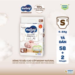 Thumbnail Tã dán Moony Natural siêu cao cấp NB62+4/S58+2 - Nhập khẩu từ Nhật Bản 1