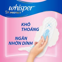 Thumbnail Băng Vệ Sinh WHISPER 5X Bảo Vệ Mặt Bông Siêu Mỏng Cho Ngày Thường Và Ngày Nhiều Khô Thoáng Gói 20 Miếng/16 Miếng/13Miếng 3