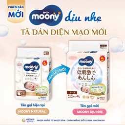 Thumbnail Tã dán Moony Natural siêu cao cấp NB62+4/S58+2/M46/L38 4