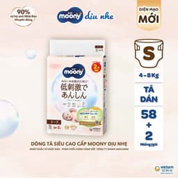 Thumbnail Tã dán Moony Natural siêu cao cấp NB62+4/S58+2/M46/L38 1