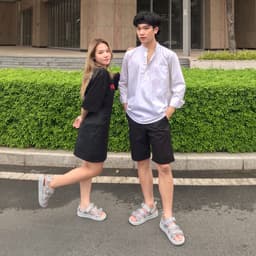 Thumbnail Giày Sandal Nam Nữ Genki Màu Xanh Xám Quai Chéo Thời Trang Chính Hãng YK279 1