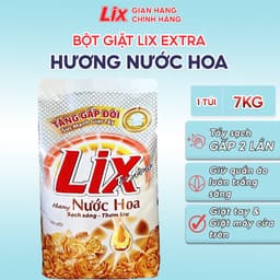 Thumbnail Bột giặt Lix Extra hương nước hoa 7kg EH070 tăng gấp đôi sức mạnh giặt tẩy quần áo sạch thơm lâu cho giặt tay, máy 1