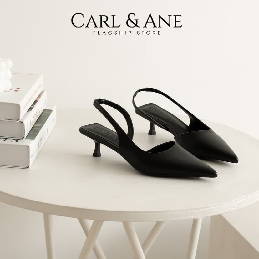 Ảnh Carl & Ane - Giày cao gót nữ dáng Slingback mũi nhọn phong cách thanh lịch màu đen - CL037 2