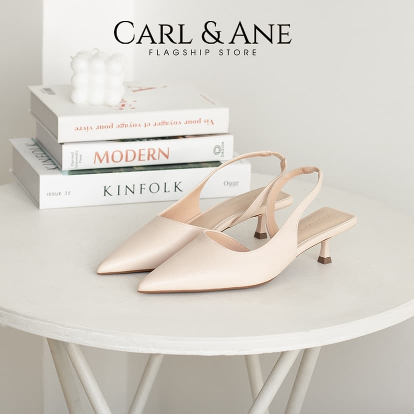 Ảnh Carl & Ane - Giày cao gót nữ dáng Slingback mũi nhọn phong cách thanh lịch màu đen - CL037 4