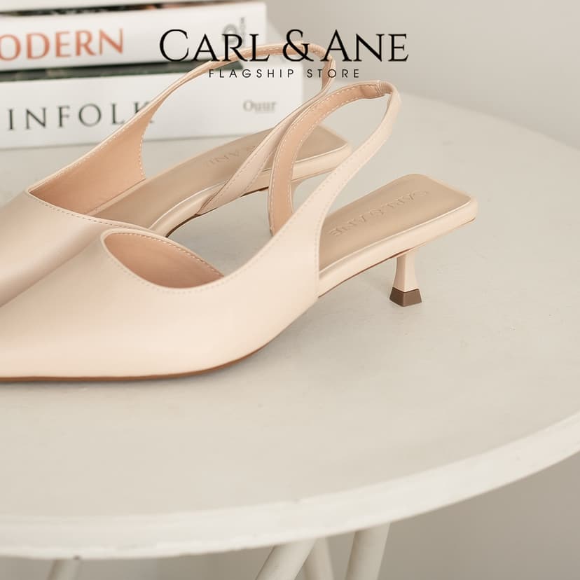 Ảnh Carl & Ane - Giày cao gót nữ dáng Slingback mũi nhọn phong cách thanh lịch màu đen - CL037 3