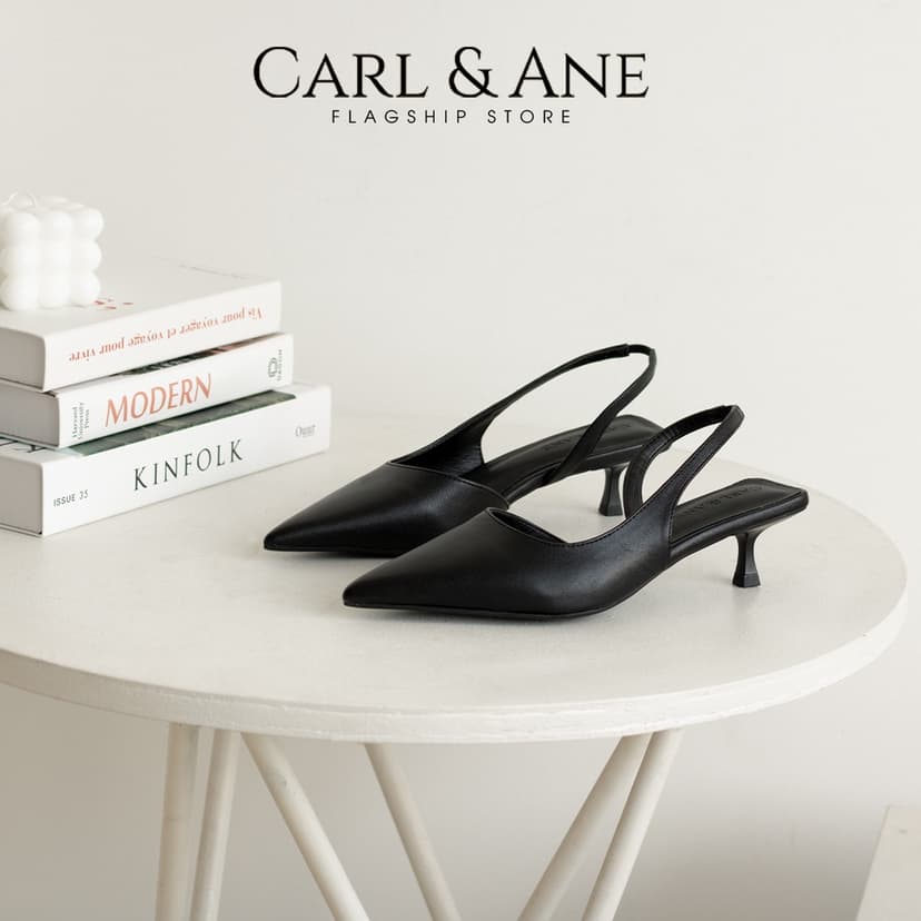 Ảnh Carl & Ane - Giày cao gót nữ dáng Slingback mũi nhọn phong cách thanh lịch màu đen - CL037 1