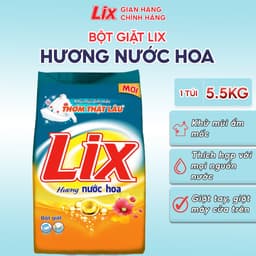 Thumbnail Bột giặt Lix đậm đặc hương nước hoa thơm mát 5,5 Kg PD575 giúp loại bỏ ẩm mốc làm sạch mọi vết bẩn cứng đầu giữ quần áo 1