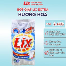 Thumbnail Bột giặt Lix Extra hương hoa 2.4Kg EB247 làm trắng quần áo tăng gấp đôi sức mạnh lưu hương lâu cho giặt tay giặt máy 1
