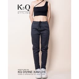 Thumbnail Quần ống suông kaki co giãn KQSTYLING xám chì cao cấp 3
