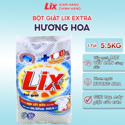 Thumbnail Bột giặt Lix Extra hương hoa 5.5Kg EB568 làm trắng quần áo tăng gấp đôi sức mạnh lưu hương lâu cho giặt tay và máy 3