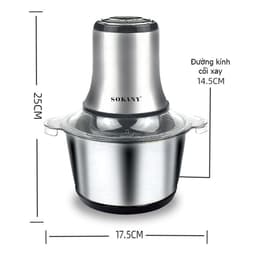 Thumbnail Máy xay thịt, sinh tố đa năng cối INOX SOKANY 800W dung tích 3L SK7005A 6 lưỡi dao giúp nhuyễn nhanh thịt, thực phẩm 2