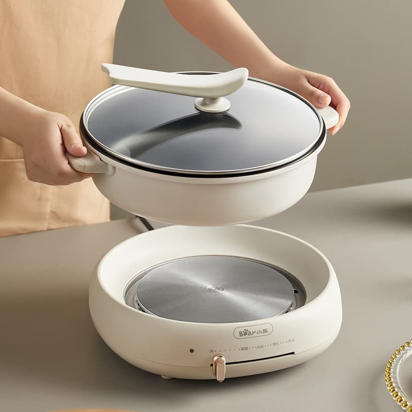 Ảnh Bộ Nồi Lẩu Nướng Bear 3 khay 3in1 DHG-C40W2 - Hàng Chính Hãng 4