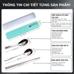 Thumbnail Hộp đựng đũa thìa (muỗng) cơm trưa văn phòng inox 304 tiện lợi DandiHome 3