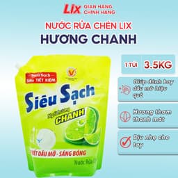 Thumbnail Nước rửa chén LIX 3.5KG siêu sạch hương chanh loại túi N4301 làm sạch vết bẩn dầu mỡ không hại da tay 2