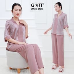 Thumbnail GOTI - Đồ Bộ Trung Niên Nữ Chất Lụa Cao Cấp Siêu Mát Mặc Lễ Tết Thoải Mái Bigsize 45-80Kg Quà Tặng Mẹ 3360 3359 3
