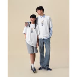 Thumbnail Áo thun Form rộng NOAM Nafox Naive Unisex 100% Cotton - Màu đen/trắng 3