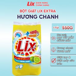 Thumbnail Bột giặt Lix Extra hương chanh 550gr EC055 thơm mát làm sạch mọi vết bẩn cứng đầu cho giặt tay và máy 2